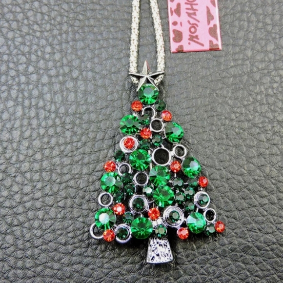 Christmas Tree Rhinestone Necklace/Brooch - Picture 3 of 4